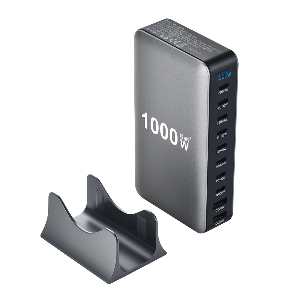 Cargador GaN de 1000W, USB C, de Escritorio, 10 Puertos, USB Tipo C, PD3.1, Carga Rápida para iPhone 17, 16, 15, Samsung S24, Xiaomi, Laptop