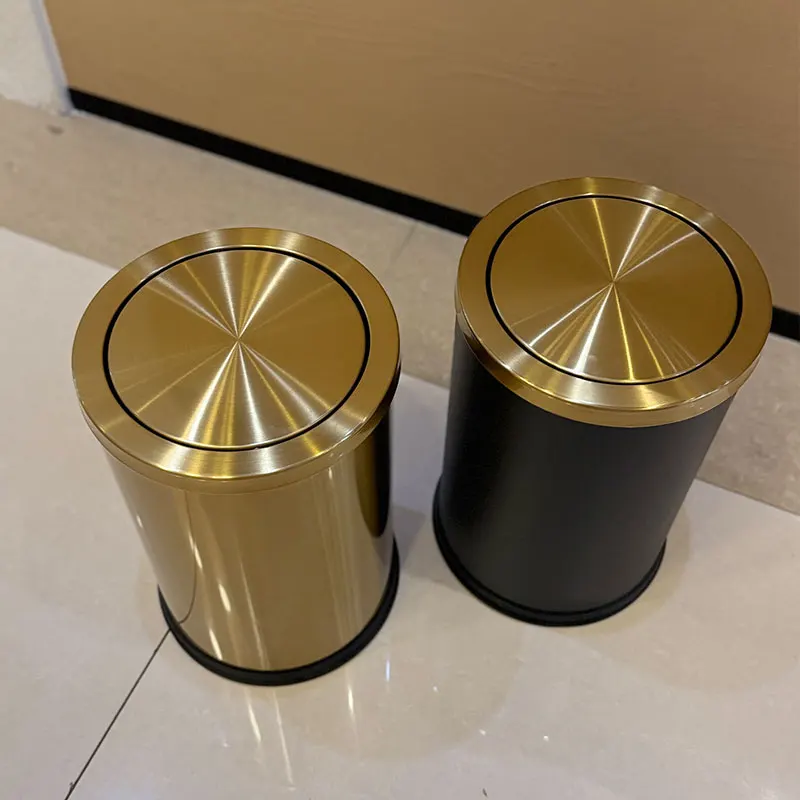 Bote de basura de lujo dorado de 7L, bote de basura moderno, bote de basura antiolor, bote de basura para el hogar y el baño