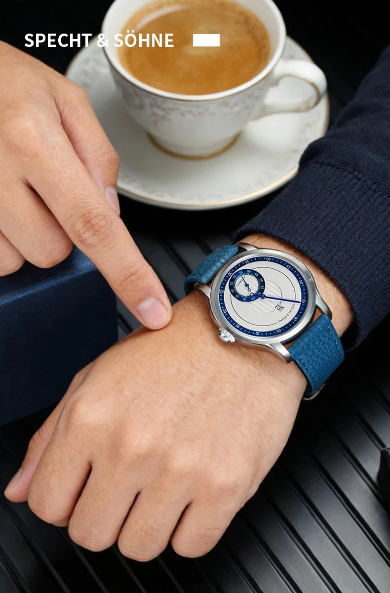 Relojes de pulsera mecánicos automáticos de lujo Specht & Söhne Jump Hour 2026 para hombre, con cristal de zafiro y acero inoxidable.