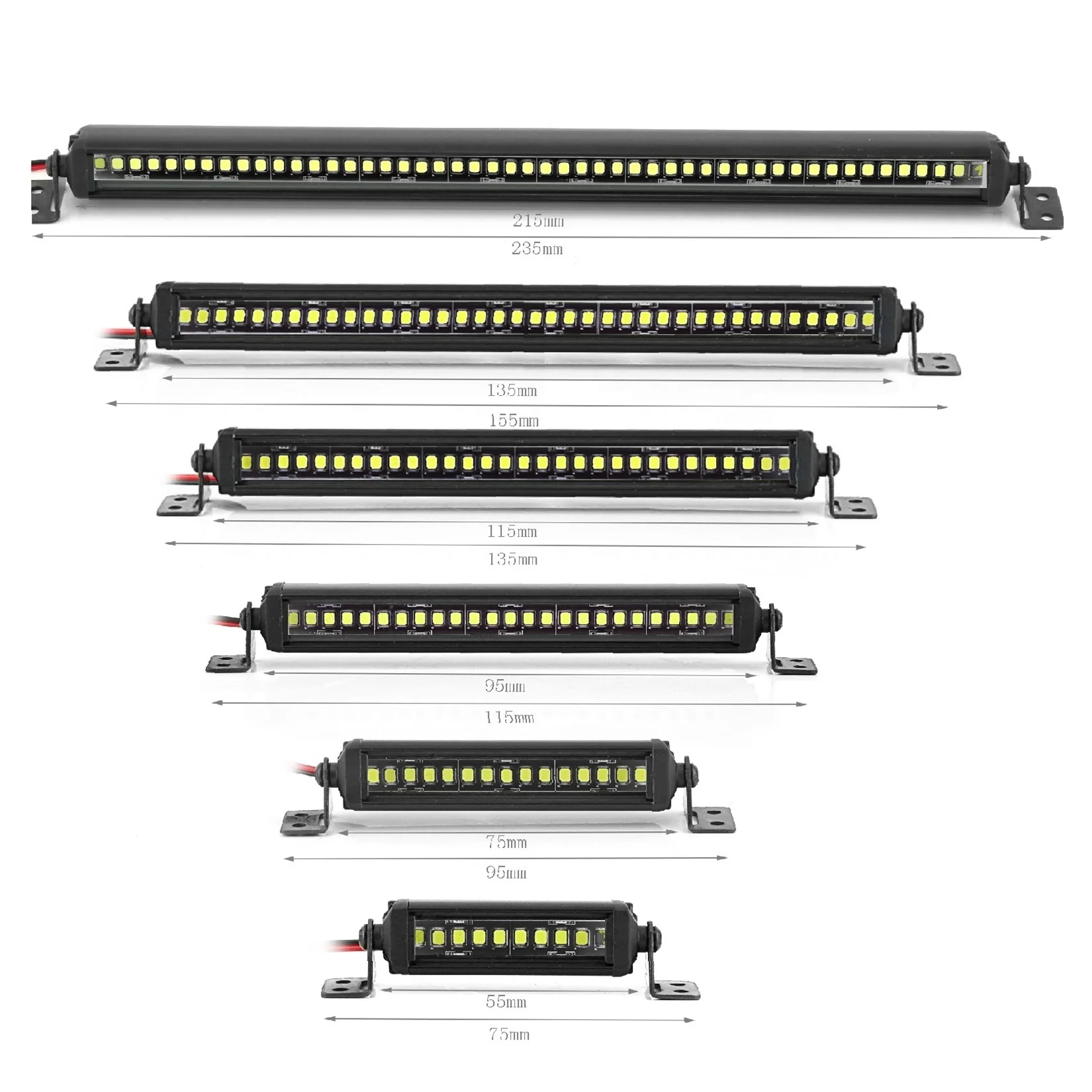 Barra de Luces LED de 55/75/95/115/135/215 mm, Lámpara de Techo para Axial SCX10 90046 Traxxas TRX4 Slash Rustler 1/8 1/10, Mejora para Autos RC
