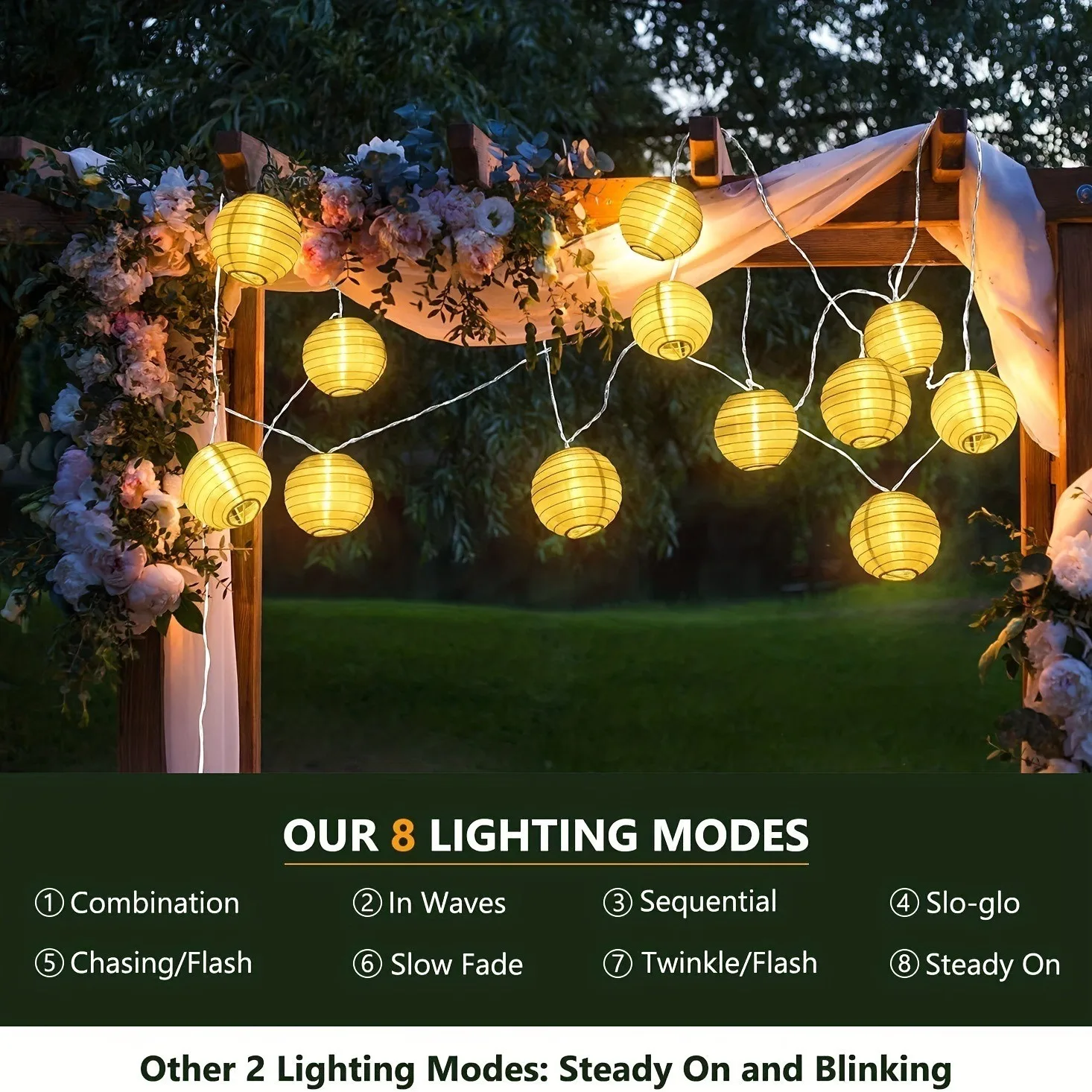 Guirnalda de luces alimentadas por energía Solar, guirnalda LED impermeable para exteriores, luz de hadas, decoración de jardín y Patio, luz para fiesta de boda y Navidad