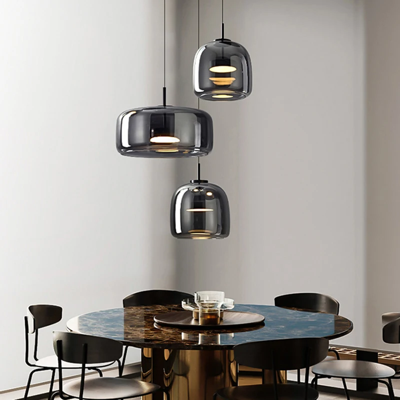 Lámpara Colgante Moderna de Vidrio, Lámparas LED para Comedor, Lámparas Colgantes para Techo, Iluminación Interior
