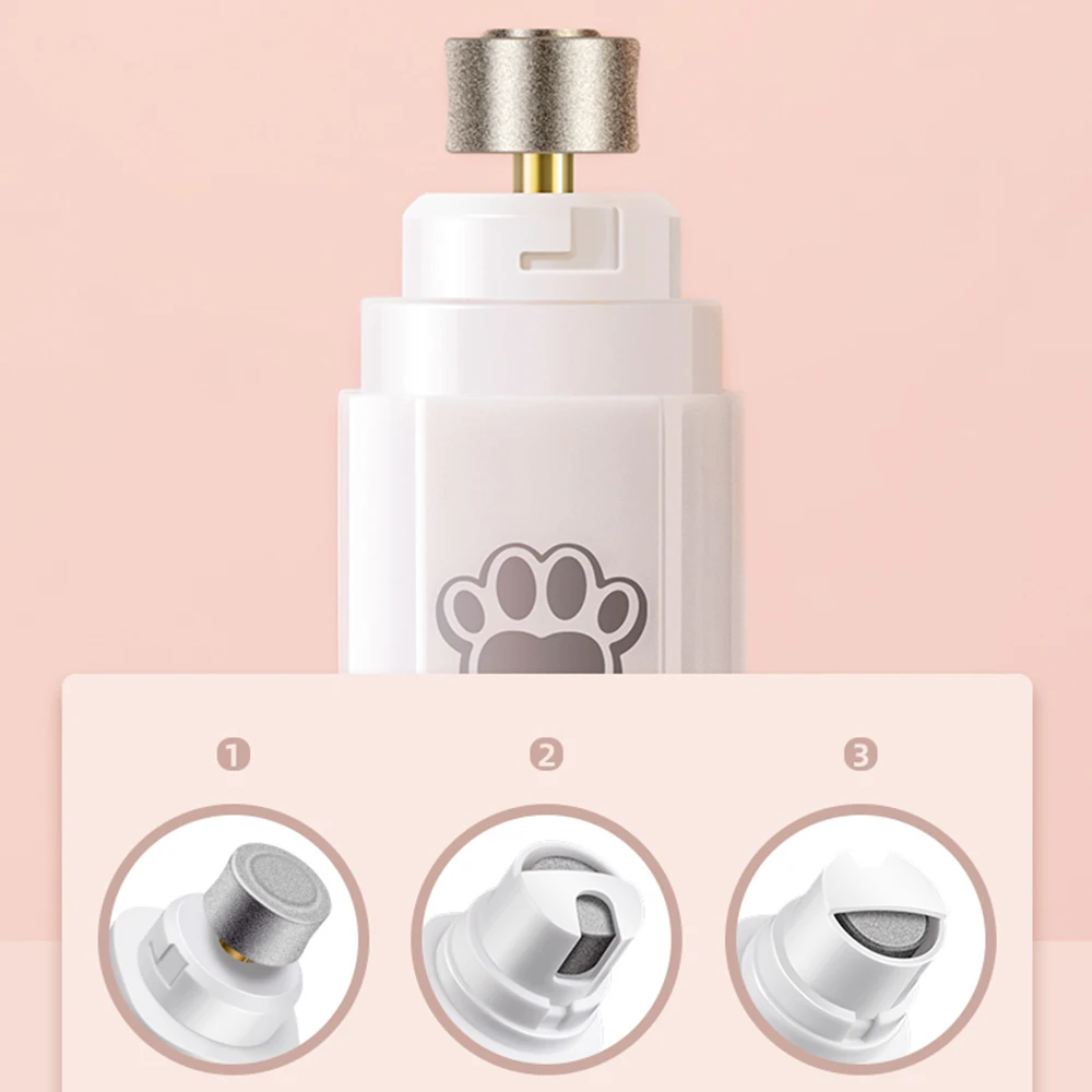 Molinillo de uñas eléctrico para perros con rueda pulidora, molinillo de uñas para mascotas con luz LED, 500 MAh, cortauñas para mascotas de 2 velocidades para el cuidado de patas de mascotas