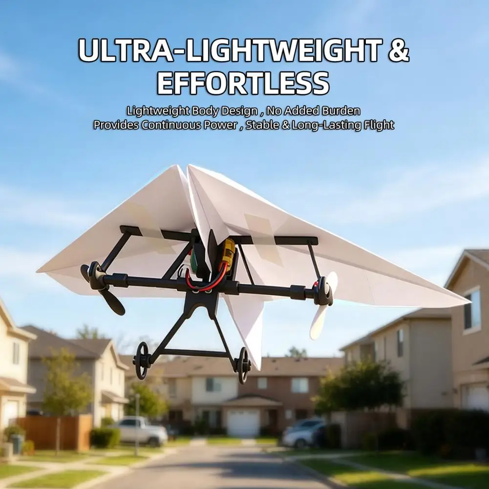 Avión de Papel con Control Remoto, Kit Eléctrico, Plegable, de Largo Alcance, Vuelo Estable, Ultraligero, Juguete para Exteriores