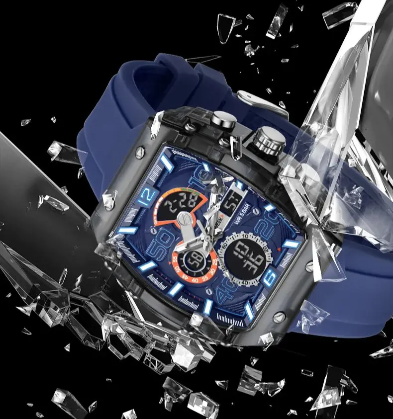SMAEL marca 8109 nuevo reloj electrónico moda cuadrado doble pantalla impermeable luminoso multicolor para hombres