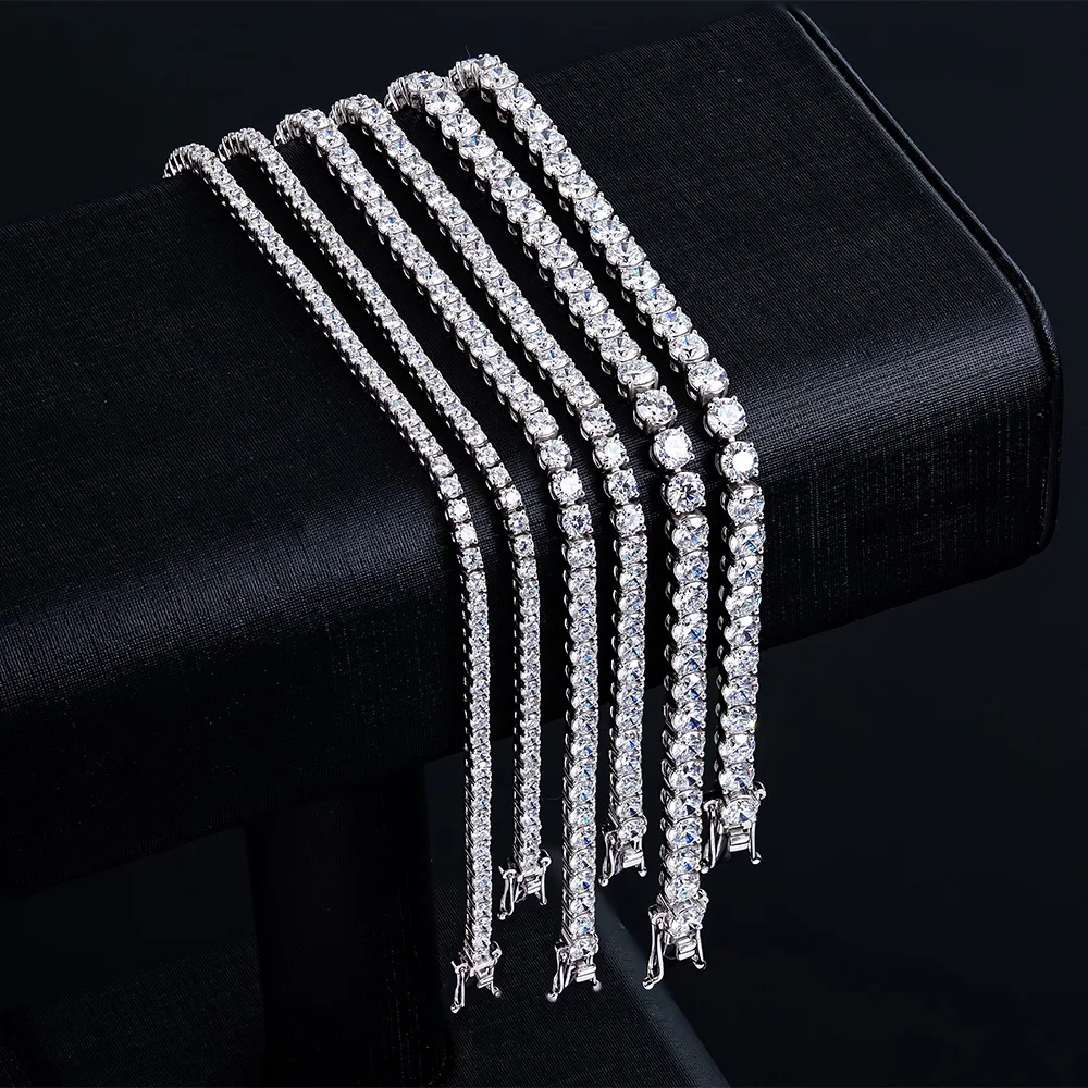 Pulsera de tenis de moissanita 100% auténtica, chapada en oro de 18 quilates sobre plata de ley 925, con certificado GRA, para mujer y hombre, joyería brillante para fiestas