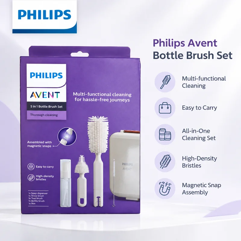 Philips AVENT-Juego de cepillos para biberones, Kit de cepillos de limpieza multifuncional para tetinas de biberones, accesorios de alimentación para recién nacidos