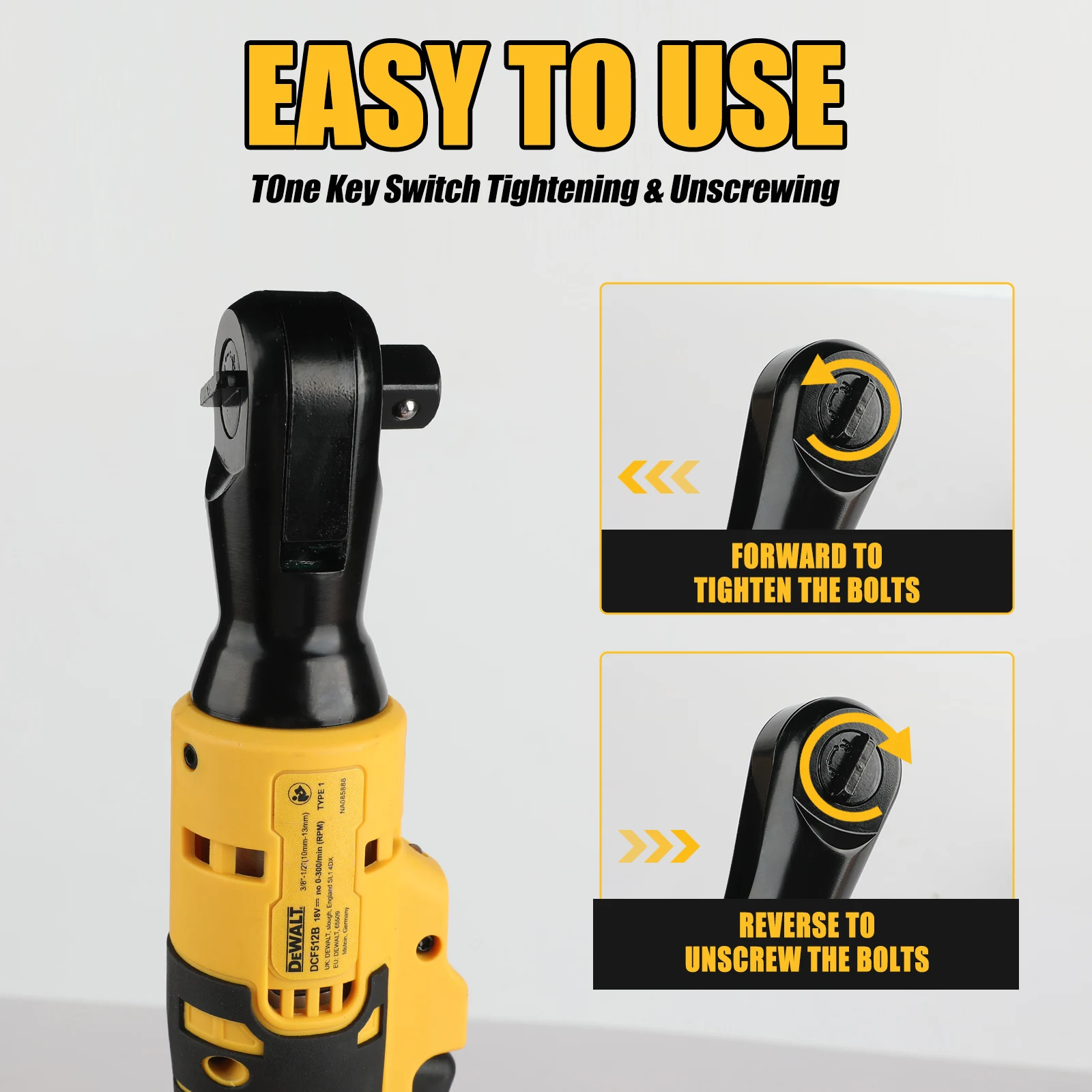 Dewalt DCF513/DCF512 Llave de trinquete de ángulo recto Controlador inalámbrico LED Llave de potencia de velocidad variable Herramientas eléctricas