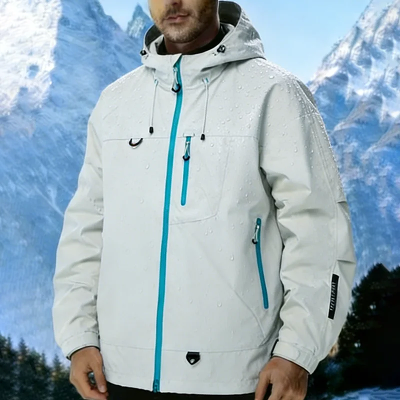 Nueva Chaqueta de Hombre para Exteriores, Impermeable, Cortavientos, Deportiva, para Escalada, Senderismo, con Múltiples Bolsillos, para Esquí, con Cremallera y Capucha
