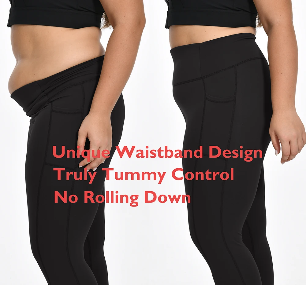 Nepoagym Leggings de yoga con control de barriga y bolsillos, mallas deportivas sin costuras delanteras, Scrunch oculto, cintura alta 25 pulgadas 7/8 de talla grande