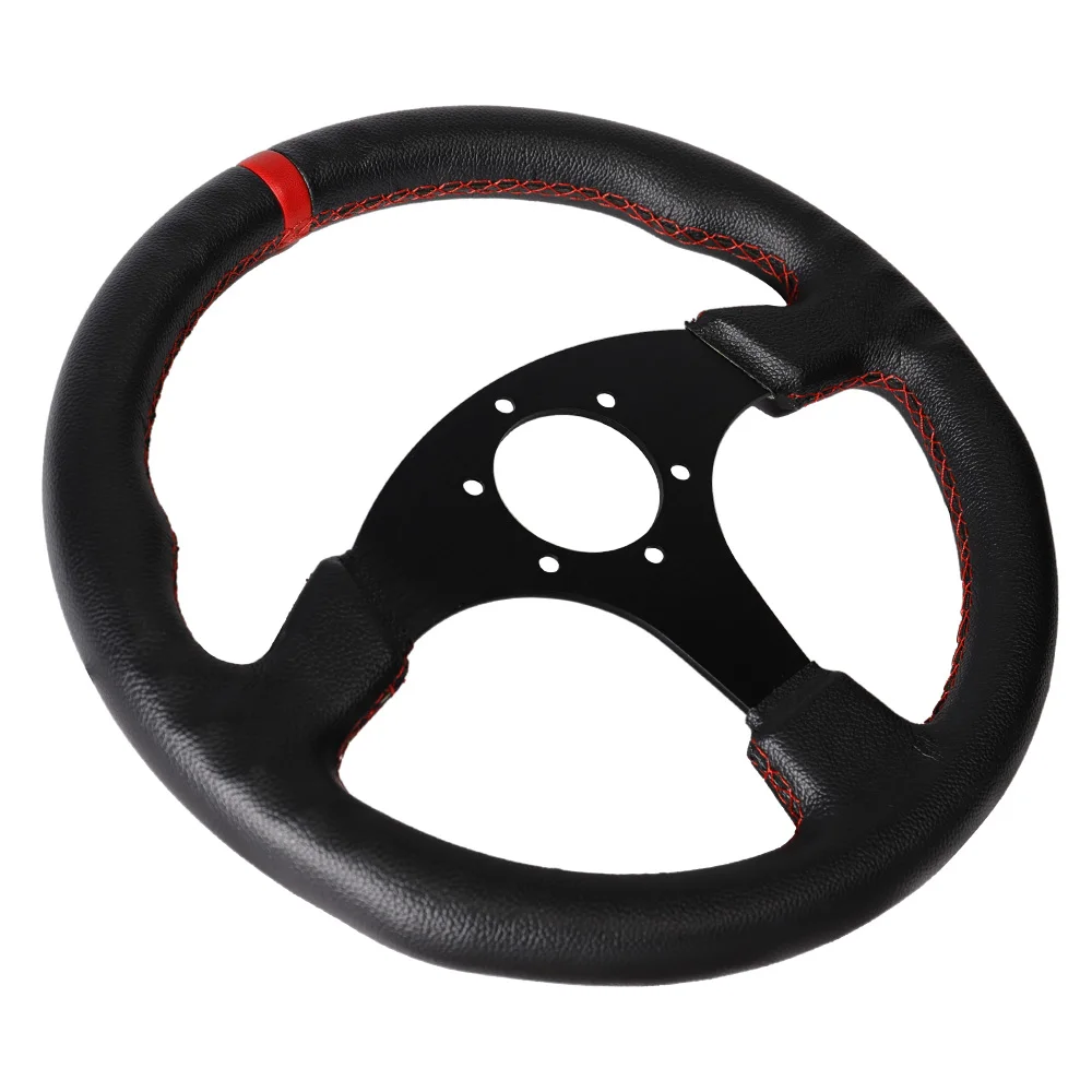 Volante plano de 330mm/13 pulgadas, volante de juego de carreras de simulación de deriva de aluminio + PVC Universal