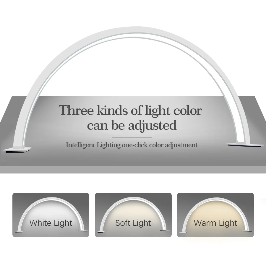 Luz LED de media luna regulable de 29,53 pulgadas 39W 2700 K-6500 K lámpara de mesa de media luna 3 modos de luz para artistas de pestañas y tatuajes