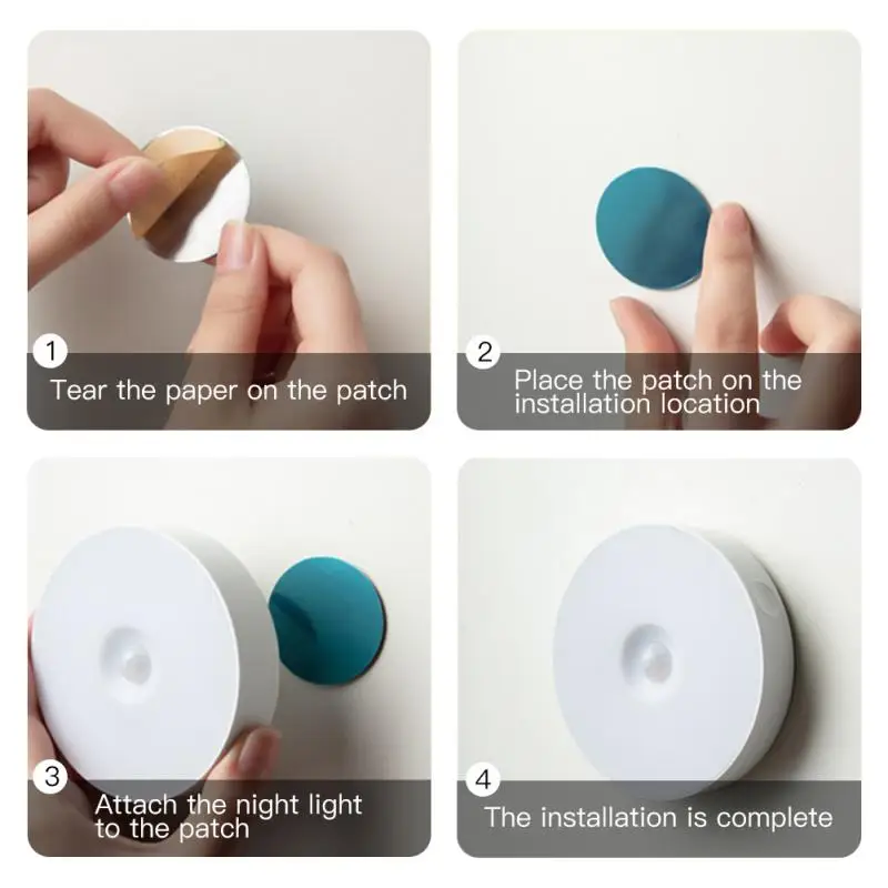 Luz LED con Sensor de Movimiento, Luz Nocturna Inalámbrica, Luz Debajo del Gabinete, Lámpara de Armario, Lámpara Inteligente de Inducción Corporal para Montar en la Pared, Decoración del Hogar