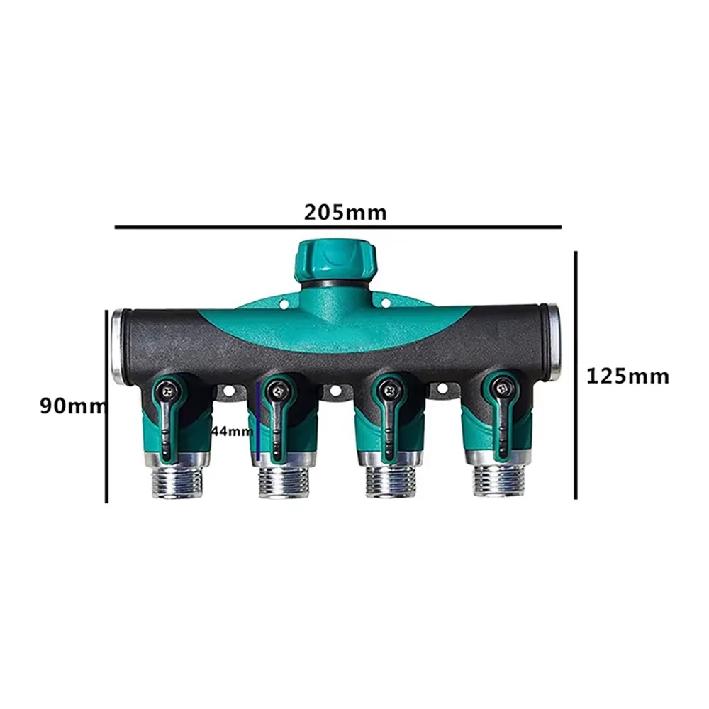 Conector de grifo de 4 vías, divisor de tubo de manguera de jardín, conector de agua de riego por goteo de plástico de 3/4 pulgadas, nuevo agrícola