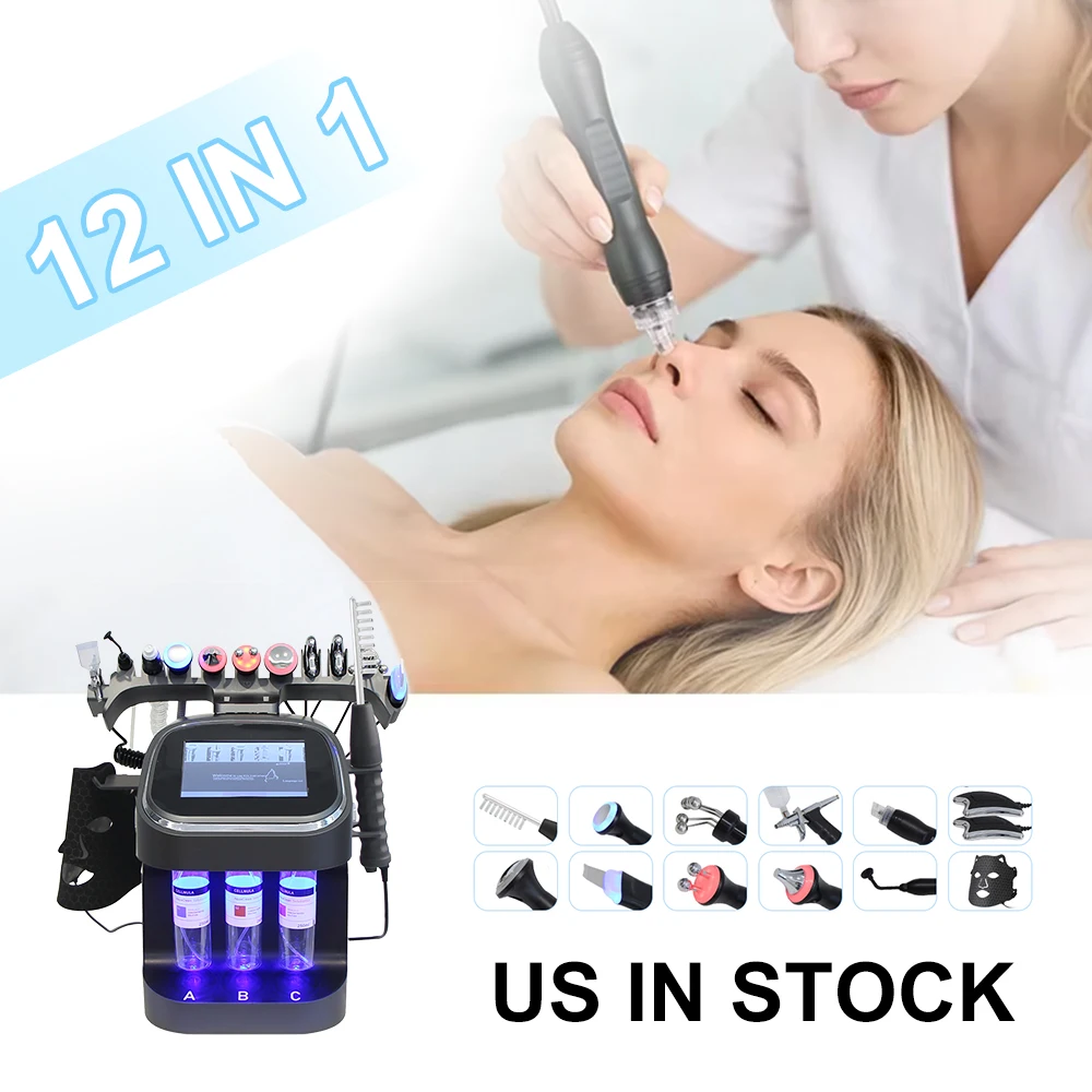 AOKO Máquina Multifuncional 12 en 1 para Limpieza Profunda, Eliminación de Puntos Negros, Cuidado Facial con Agua, Oxígeno e Hidrógeno para Uso en SPA en Casa