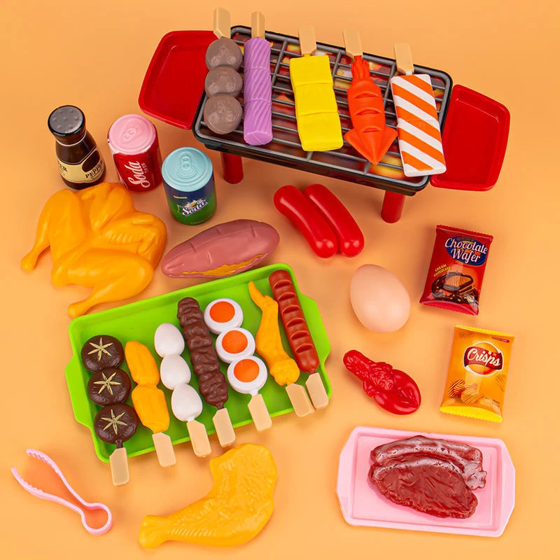 Juguetes de cocina para vestir para bebé, juego de barbacoa para niños, utensilios de cocina para barbacoa simulada, comida simulada, Cosplay, juguetes educativos de regalo