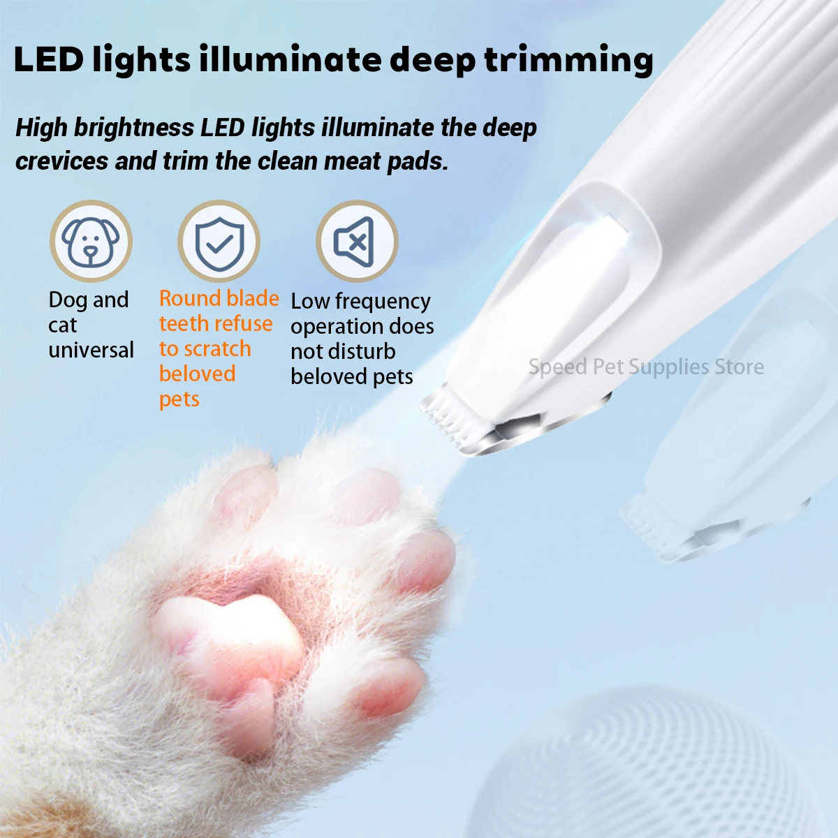 Nuevo Producto: Recortadora Eléctrica para Mascotas con Luz LED, Recortadora de Pelo para Patas de Mascotas, Bajo Ruido, Afeitadora para Cara, Patas, Orejas, Cadera y Garras de Perros y Gatos