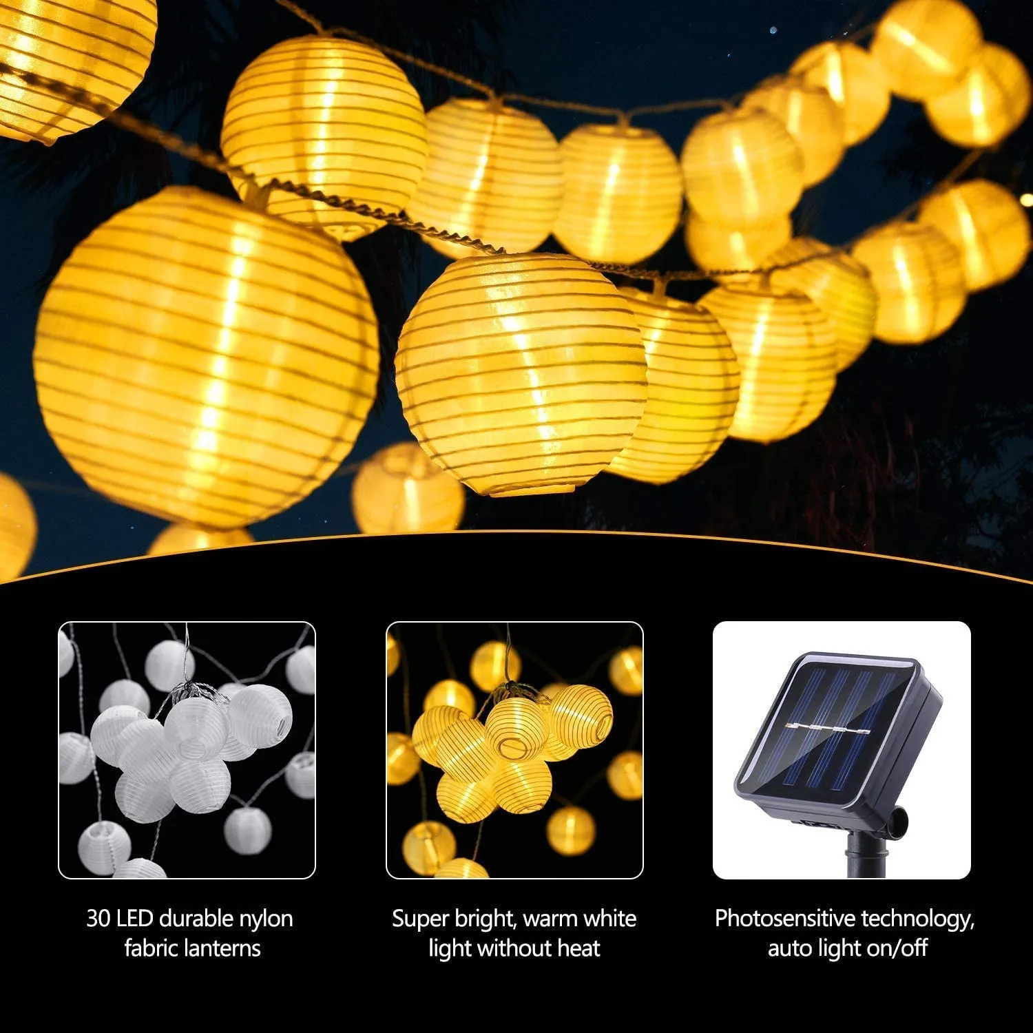 Guirnalda de luces alimentadas por energía Solar, guirnalda LED impermeable para exteriores, luz de hadas, decoración de jardín y Patio, luz para fiesta de boda y Navidad