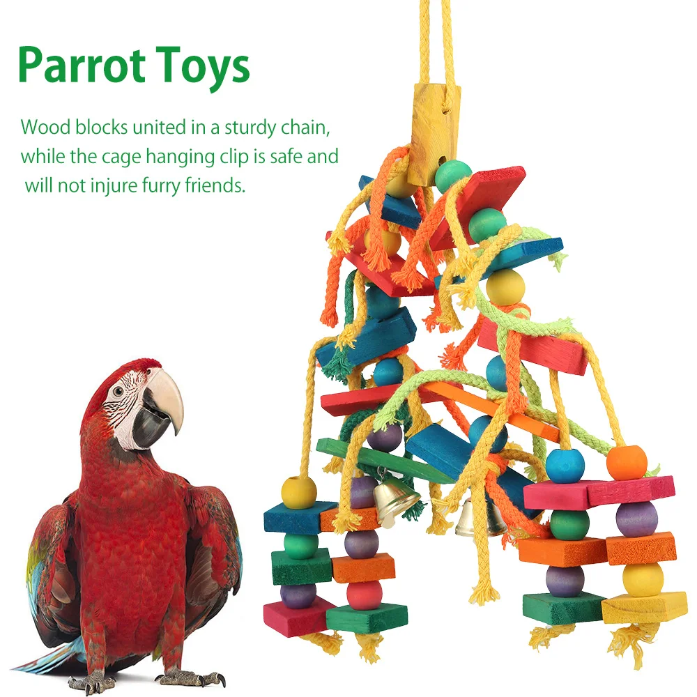 Juguetes de madera para loros y pájaros, jaula para pájaros de amor, juguetes divertidos de entrenamiento para pájaros, cuerda de algodón, juguete para loros, resistente a mordeduras, juguete para rasgar pájaros, producto para mascotas