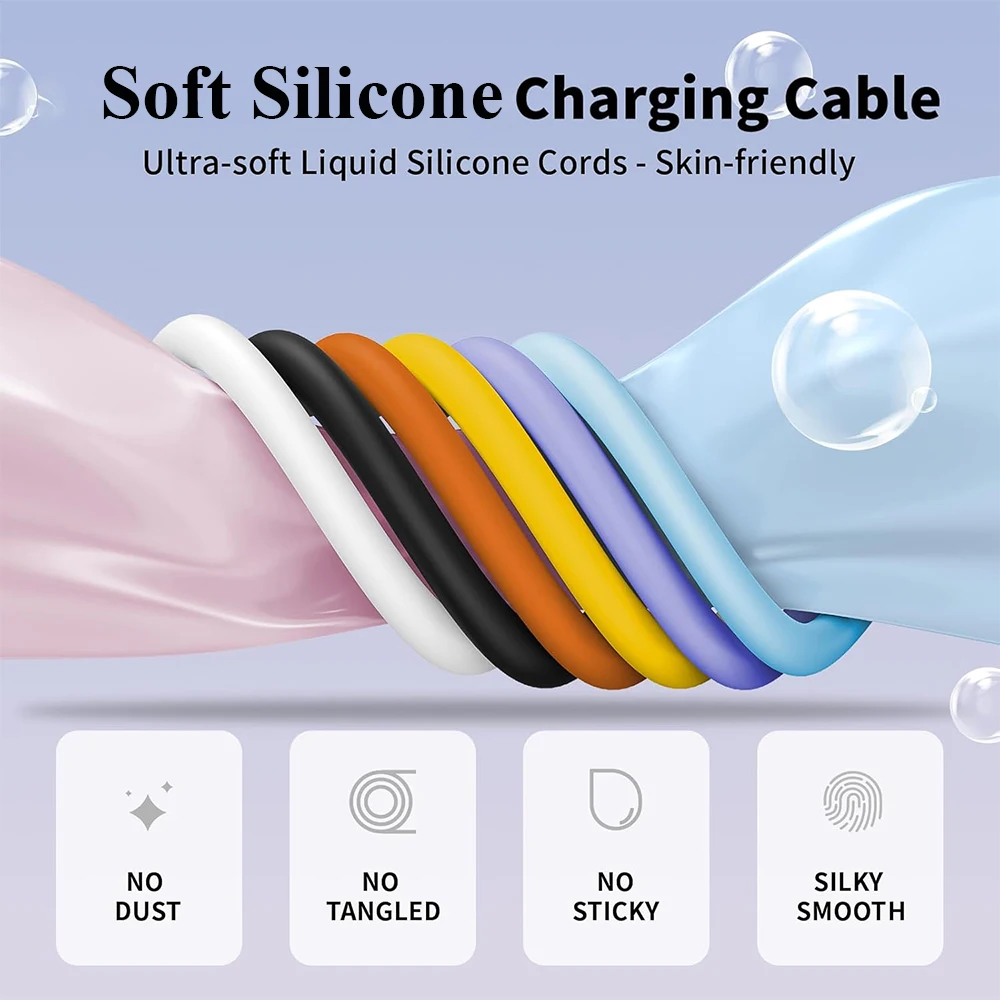 Cable de carga rápida Hichain PD15W USB A a C, cable suave de silicona líquida para Samsung, Xiaomi, Huawei, cable para teléfono de 1,2 M/2M