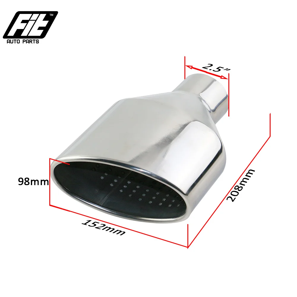 1 unidad de punta de escape ovalada universal de 63 mm para coche, silenciador de acero inoxidable 304 pulido con salida inclinada para RS3 RS4 RS5 A6 A7