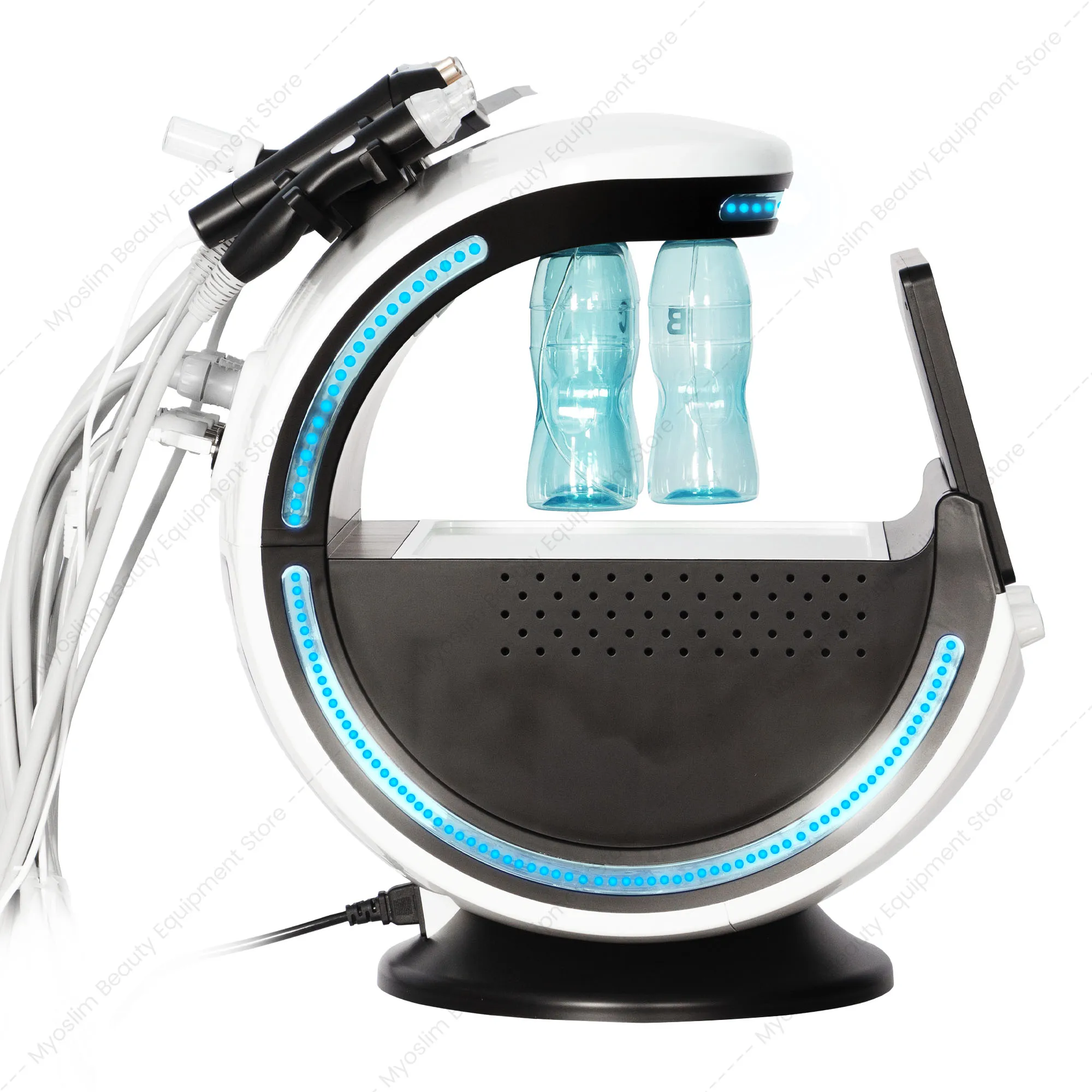 Máquina facial profesional 7 en 1 para hidrodermoabrasión con oxígeno, dispositivo de belleza Aquafacial para rejuvenecimiento de la piel con analizador de piel facial
