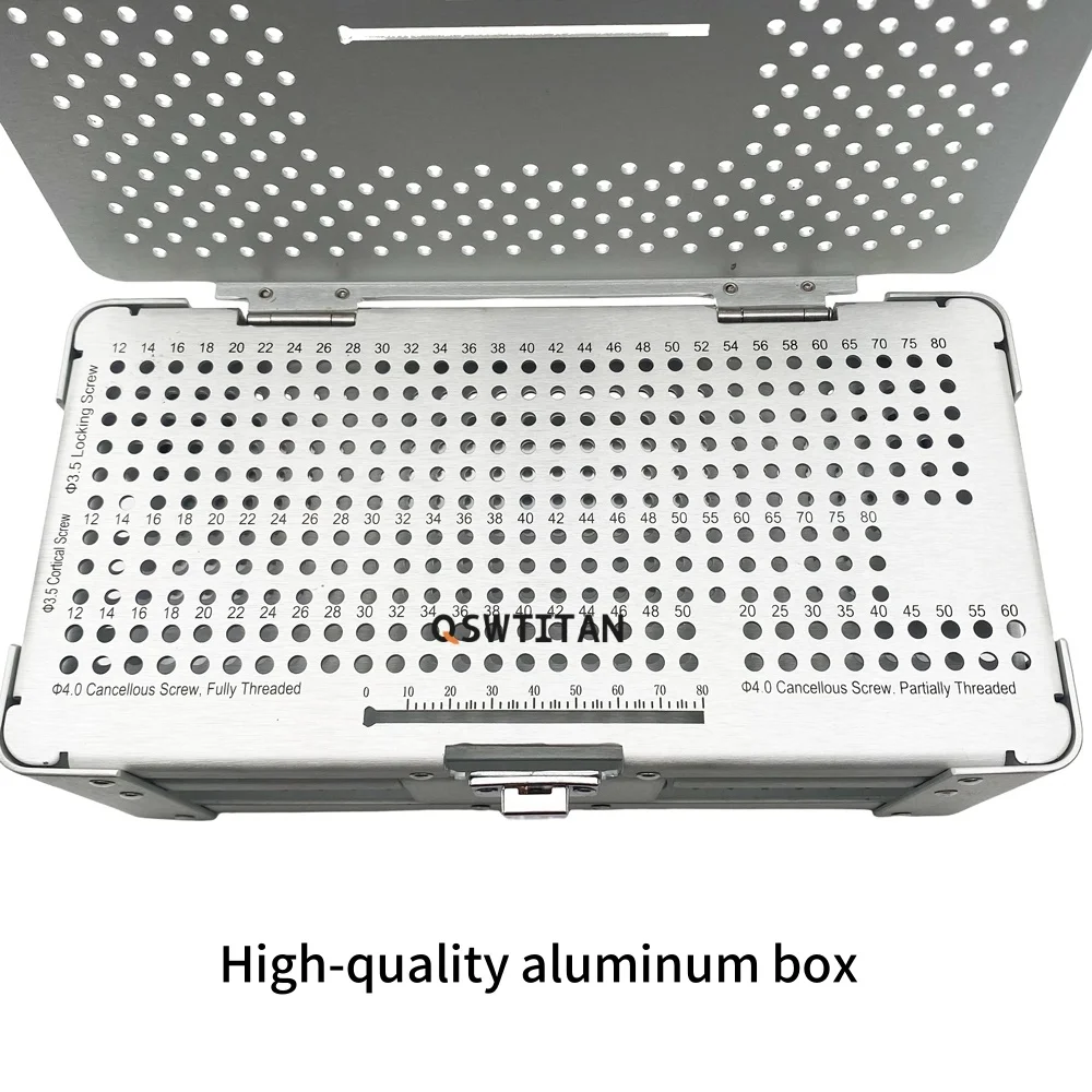 Caja de tornillos ortopédicos QSWTITAN, estuche para equipo de cirugía veterinaria, instrumentos de ortopedia