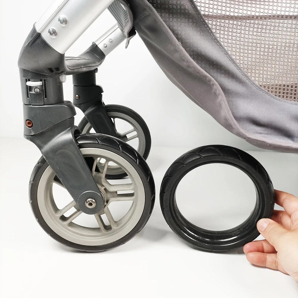 Neumático de rueda de cochecito cada uno para Uppababy Cruz V1/V2, cubierta de neumático delantero o trasero, accesorios de repuesto directo sin cámara de PU para bebé