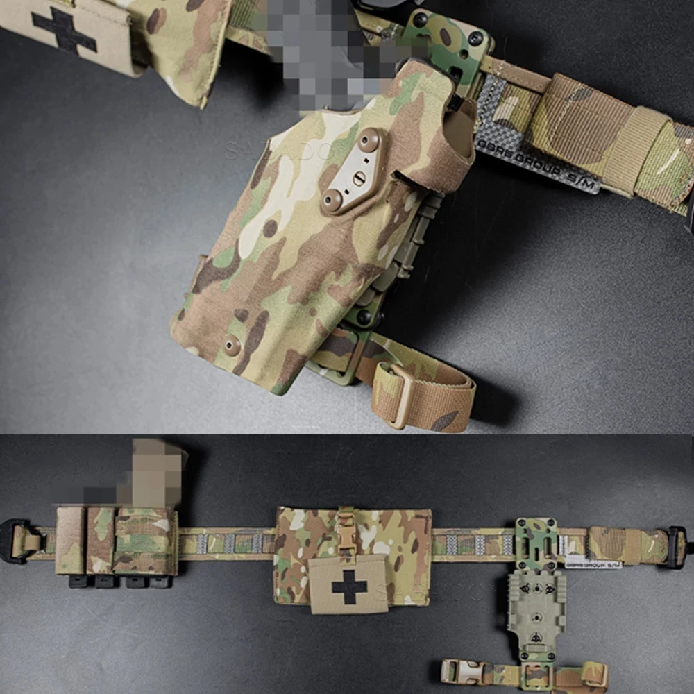 Adaptador de funda de pistola Modular de Metal para caza, banda de pierna caída de plataforma QLS, adaptador de liberación rápida ajustable de 3 orificios