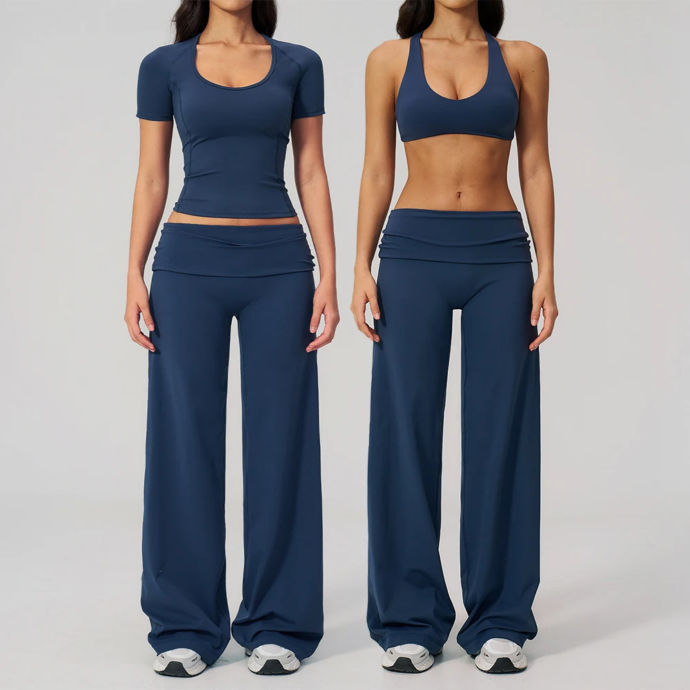 Conjunto Deportivo de 2 Piezas para Mujer, Traje de Yoga, Conjunto Deportivo para Gimnasio, Ropa para Correr, Ropa Deportiva de Manga Corta, Sujetador Deportivo, Ropa Atlética, Ropa de Yoga