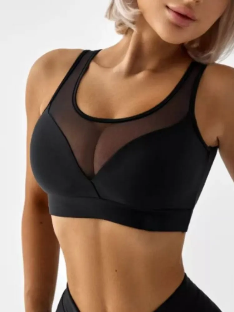 Pantalones de Fitness con empalme de malla para mujer, sexys, levantamiento de cadera, cintura alta, ajustados, adelgazantes, elásticos, de secado rápido, deportivos, Yoga