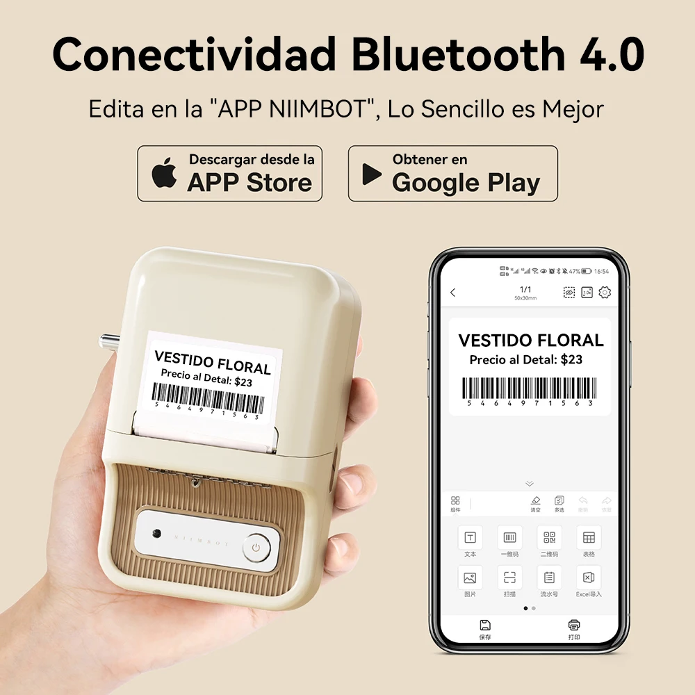 NiiMbot B21 Mini impresora térmica inalámbrica fabricante de etiquetas de código de barras Bluetooth impresoras de etiquetas adhesivas portátiles para oficina comercial