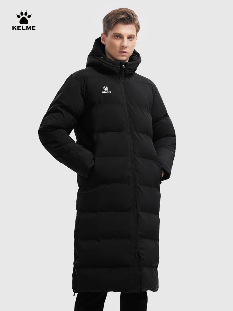KELME, chaqueta de invierno para hombre, abrigo largo de entrenamiento deportivo con capucha, prendas de vestir, ropa de algodón