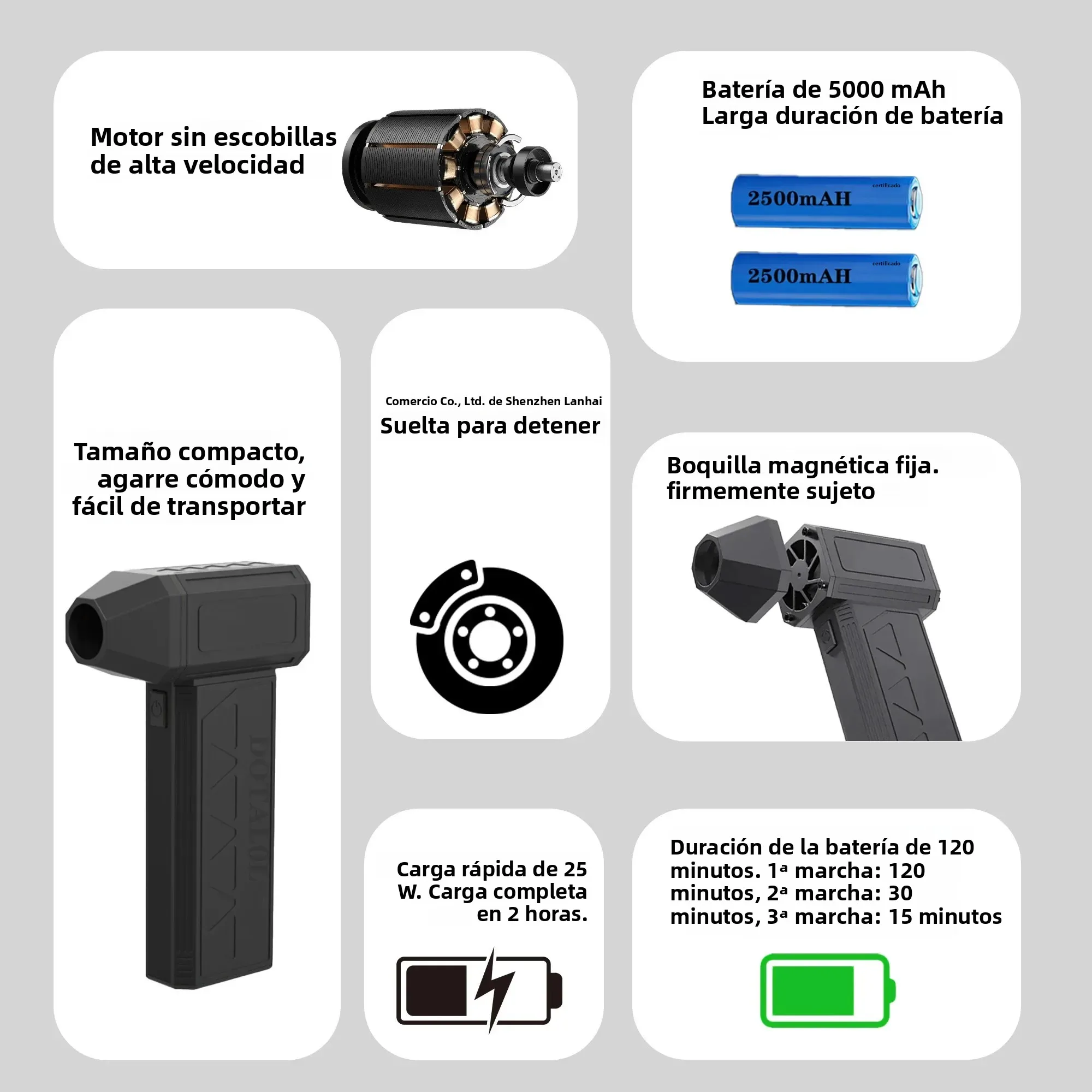 CROSSGUN-ventilador Turbo inalámbrico recargable, potente flujo de aire, diseño compacto para viajes en coche, limpieza al aire libre, Larga modo de reposo