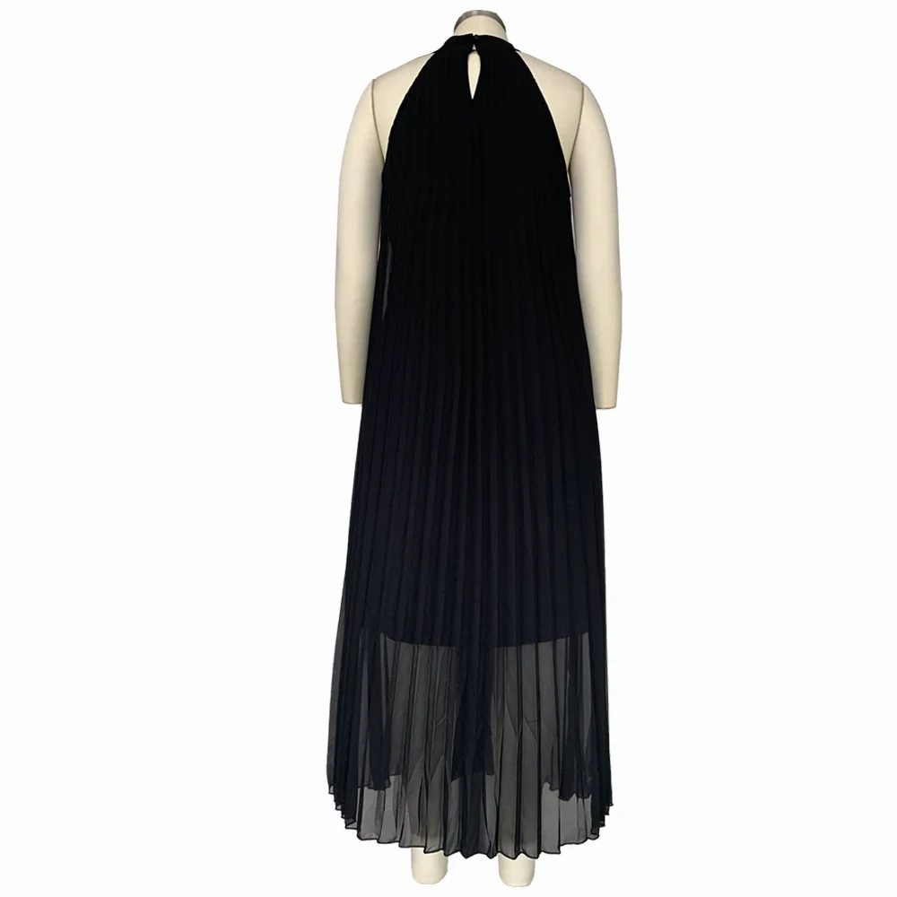Wmstar-Vestido largo de talla grande para mujer, traje sin mangas con cuello Halter, corte en a dividido, venta al por mayor, triangulación de envíos