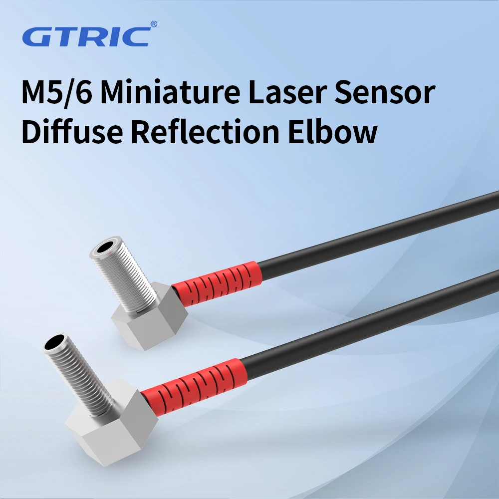 Sensor Fotoeléctrico Láser Pequeño GTRIC, Reflexión Difusa, Tipo Codo, 10-30VDC, NPN/PNP, M05/06, Distancia Ajustable, Mini Interruptor Óptico