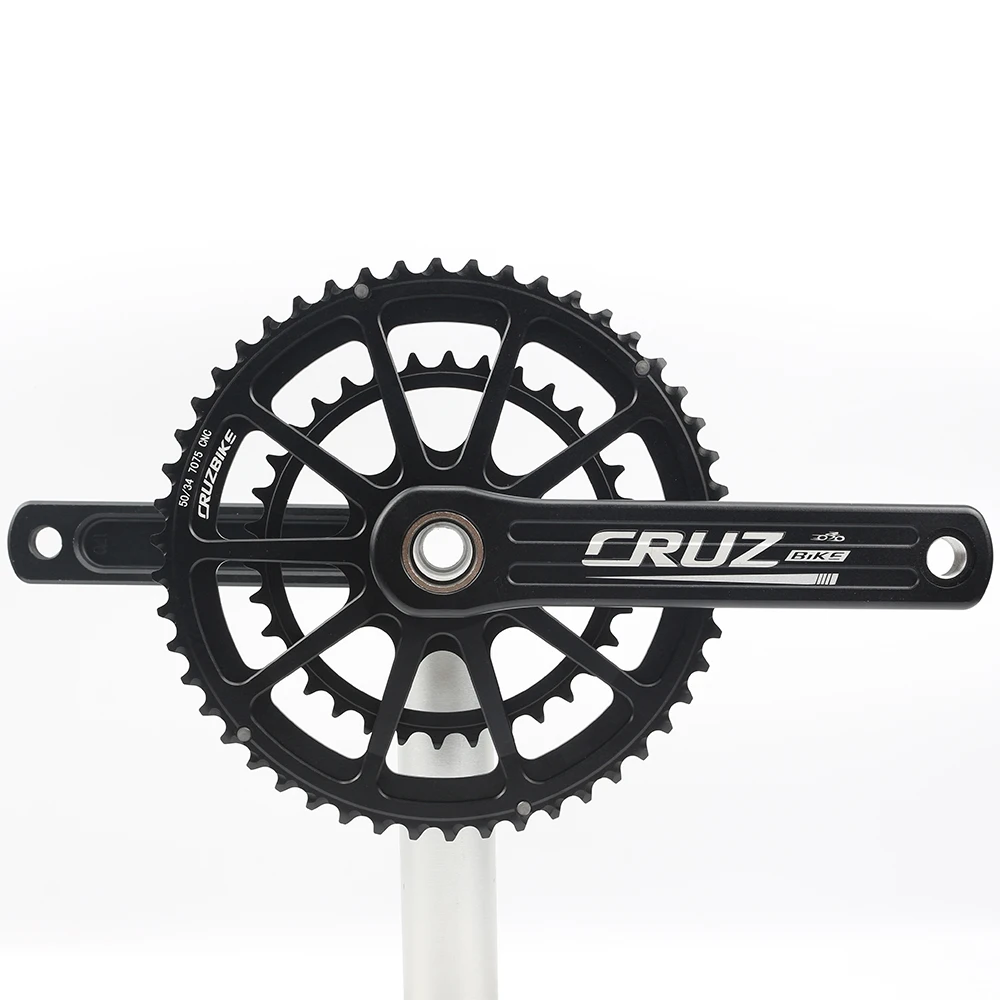 CRUZbike-platos y bielas para bicicleta de carretera, manivela de 155/160/165/170/175mm, 50-34T/52-36T/53-39T, doble plato, tornillo de bicicleta plegable BB