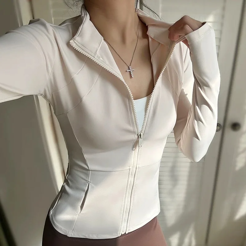 Chaqueta deportiva de Yoga transpirable ajustada para mujer, deportes profesionales para correr, Top de manga larga para efecto adelgazante, otoño