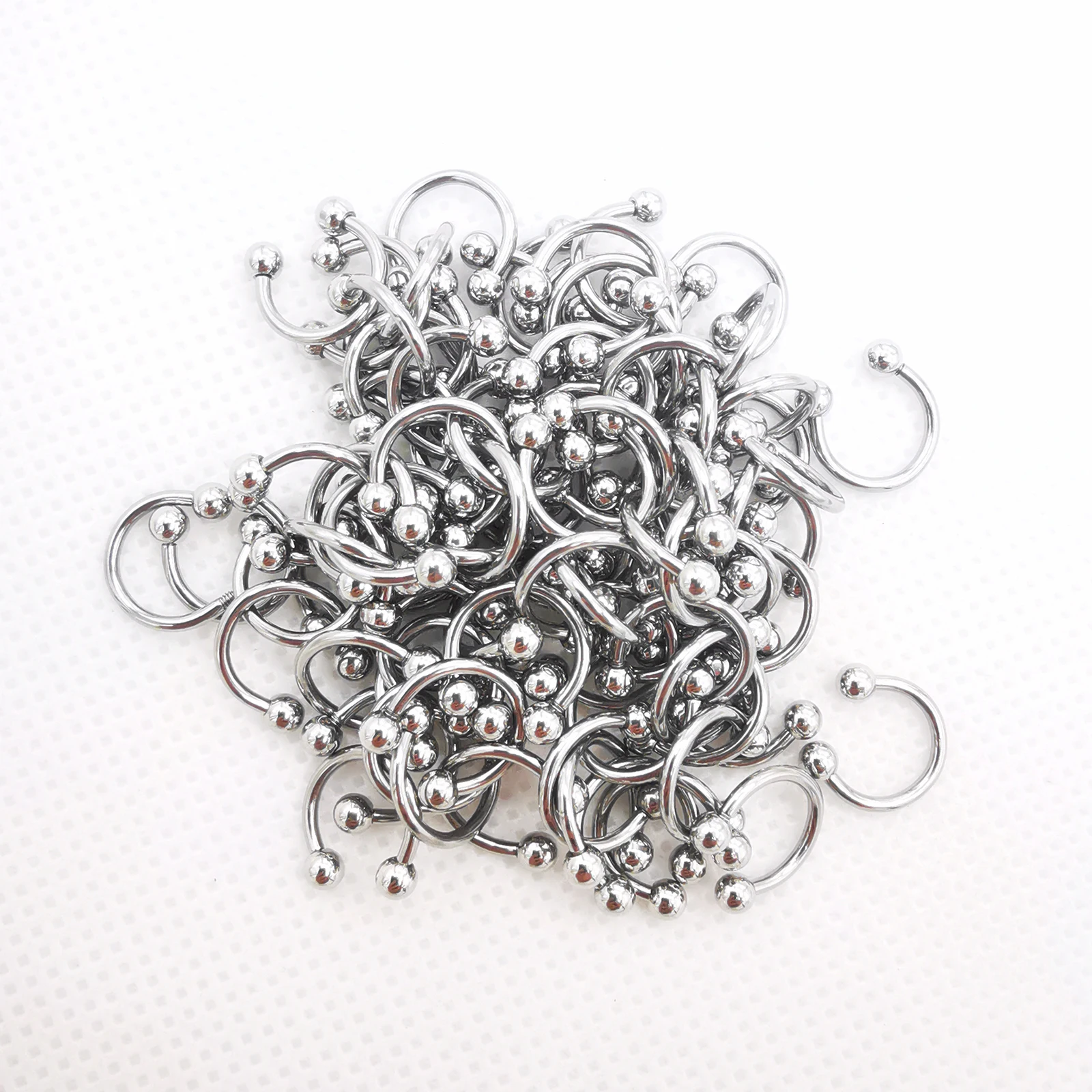 100 unids/lote anillo de cuentas cautivas Cirvular curvo recto Labret barra nariz ceja labio pendientes joyería del cuerpo de acero inoxidable