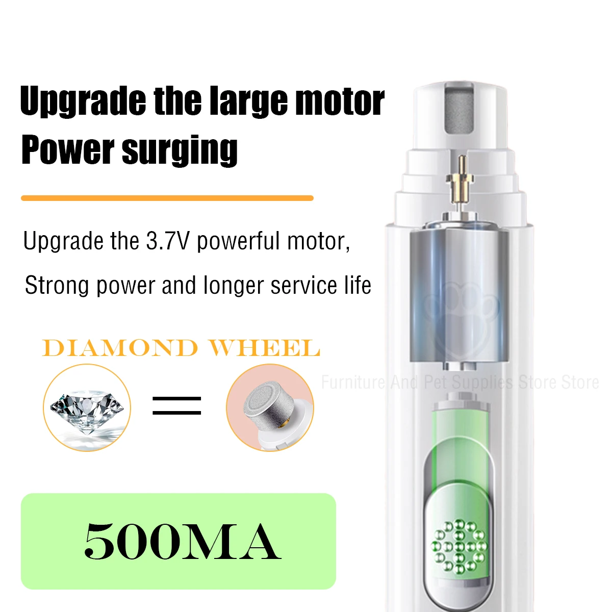 Molinillo de uñas eléctrico para perros, cortauñas para mascotas, recargable por USB, cortauñas indoloro con rueda pulidora para mascotas pequeñas/grandes
