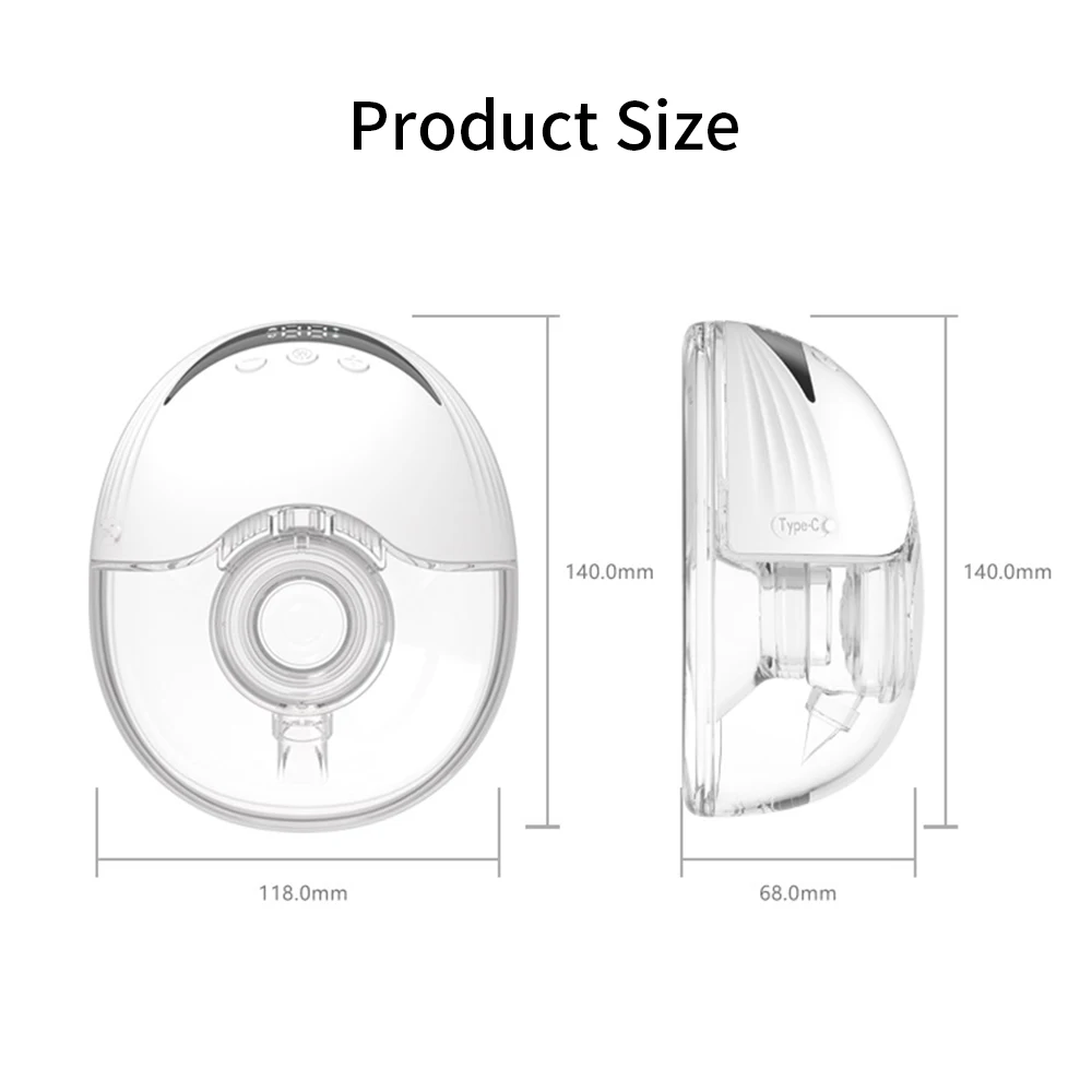 Extractor de leche portátil de gran capacidad, manos libres, eléctrico, portátil, sin BPA, con pantalla LED, 4 modos y 12 niveles, 210ML