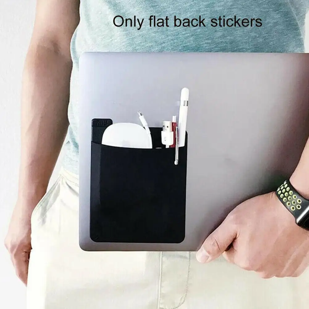 Bolsa de almacenamiento trasera autoadhesiva para ordenador portátil, bolsa de bolsillo para bolígrafo con disco duro Digital para ratón, accesorios para ordenador portátil