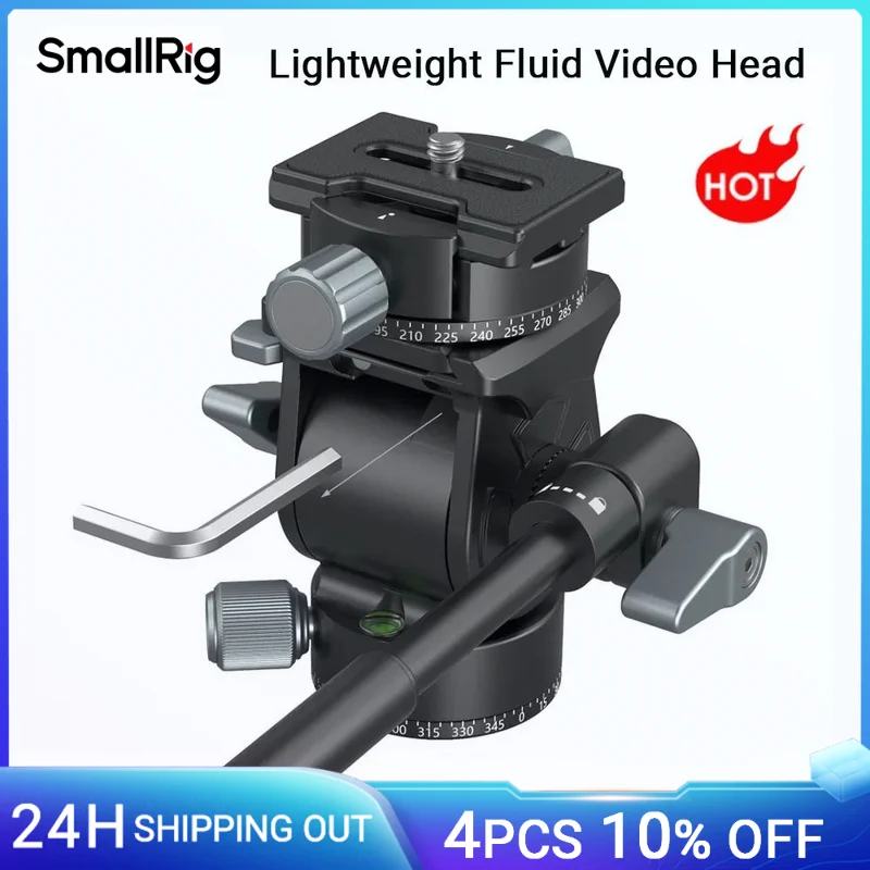 SmallRig-Cabezal de vídeo ligero y fluido, giratorio de 360 ° con mango telescópico extraíble, ajustable, ligero, portátil, 3457
