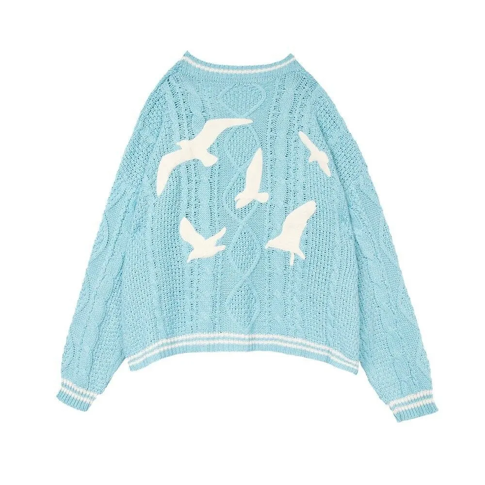 1989 Cárdigan TS Seagulls acogedor punto grueso de gran tamaño con botones suéter chaqueta mujeres adolescentes Taylor versión T.S.