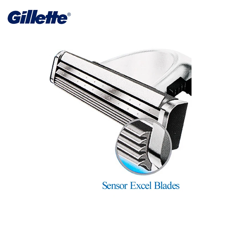 Cuchilla de afeitar para hombre Gillette Sensor Excel, cabezales de repuesto, afeitadora de barba, cuchillas de afeitadora de 2 capas para maquinilla de afeitar Vector 3