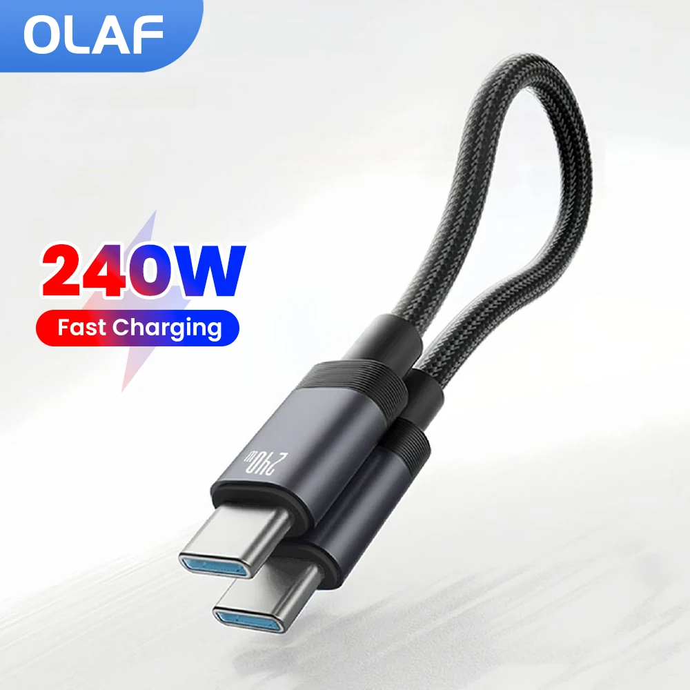 PD 3,1 240W tipo C a tipo C Cable 15CM 20CM Cable corto carga rápida para iPhone 15 16 17 Samsung portátiles iPad banco de energía USB C