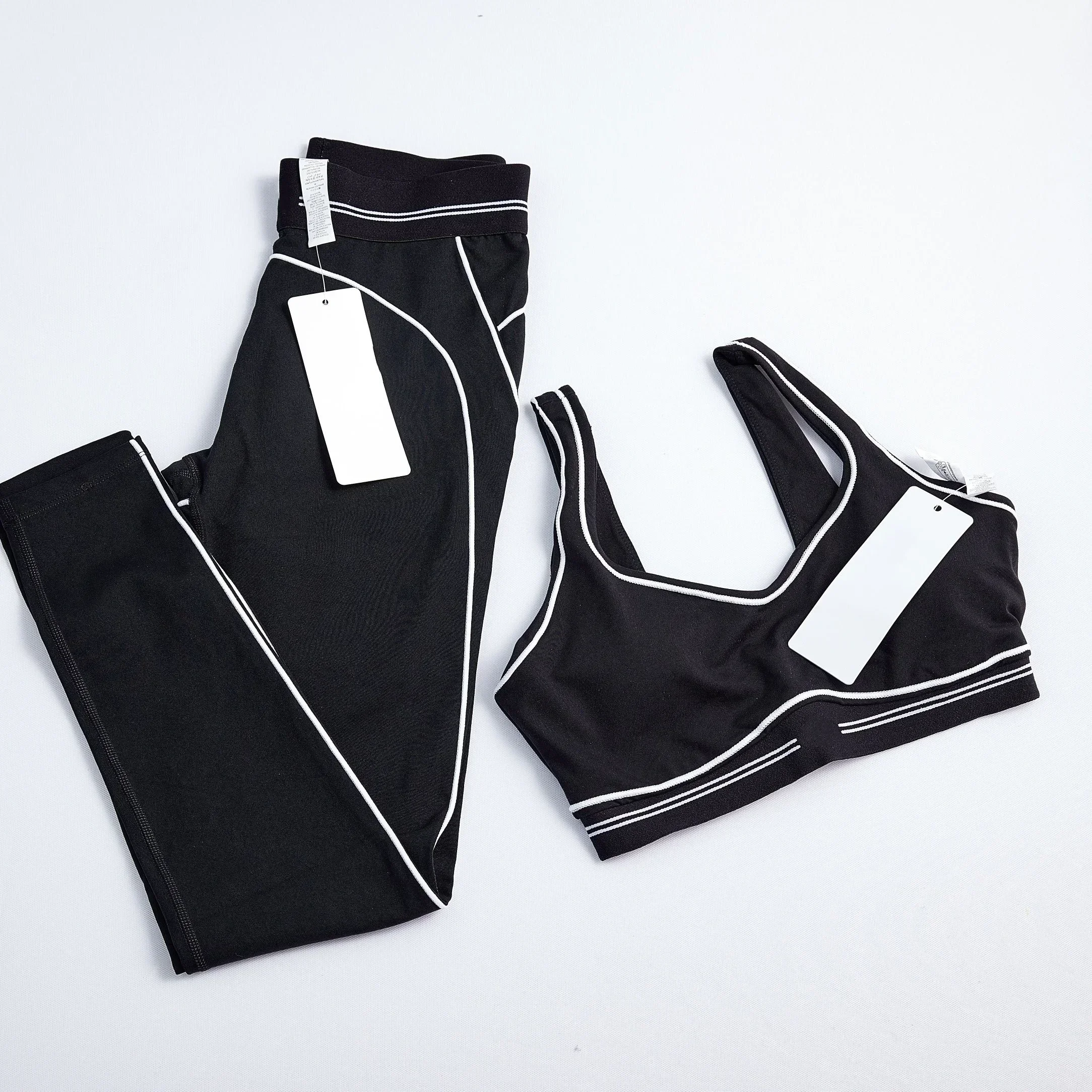 Conjunto de Yoga de 2 Piezas para Mujer, Pantalones a Rayas, Traje Deportivo Elástico Transpirable y Agradable a la Piel, Ropa Casual de Verano para Entrenamiento, Gimnasio y Running
