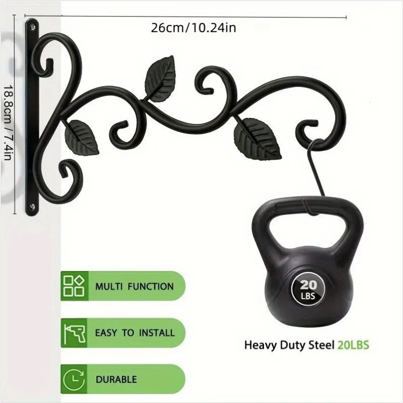 Ganchos para plantas con soporte de pared de hierro forjado rústico, perchas de Metal para colgar plantas de interior y exterior, macetas, comederos para pájaros, 2 uds.