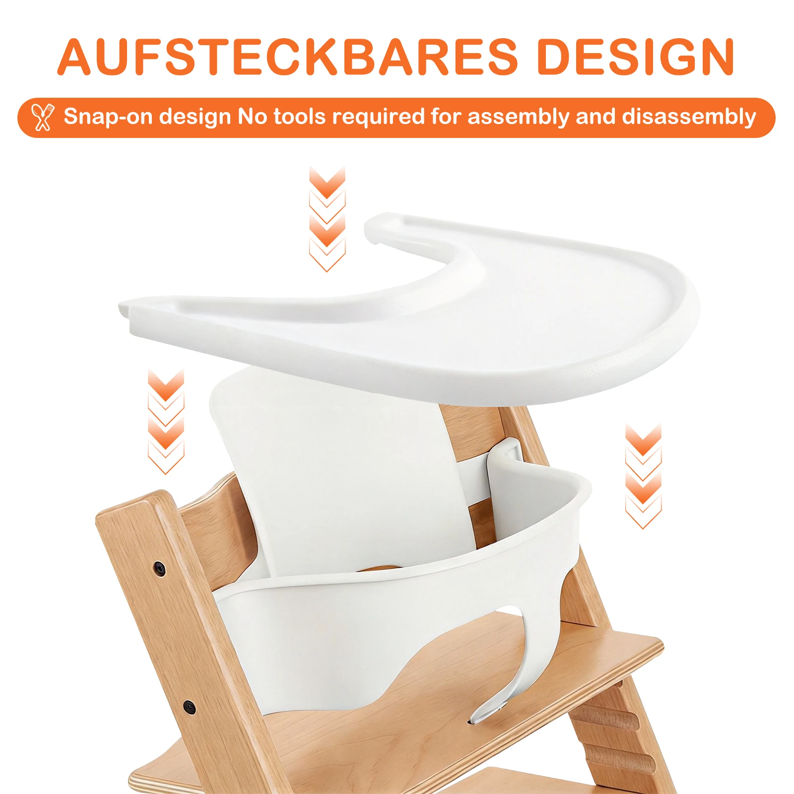 Bandeja para silla de bebé para trona Stokke Tripp Trapp, se usa como plato para refrigerios o bandeja para juguetes, estante de almacenamiento con adsorción al vacío, color blanco