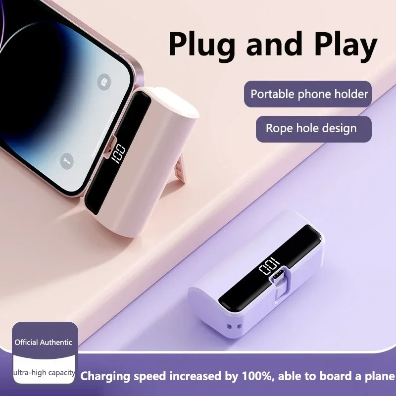 Batería Externa Portátil Lenovo de 500000 mAh, Carga Rápida, Alta Capacidad, para iPhone, Huawei, Samsung